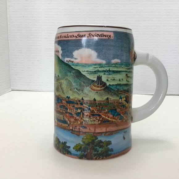 VTG Reutter Porzellan Heidelberg Germany Landscape Stoneware Ceramic Tall Mug - Picture 1 of 8